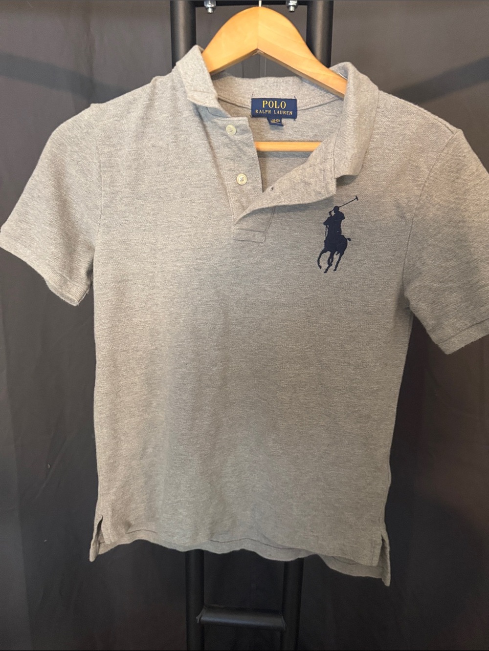 Ralph Lauren Heather Gray Polo Shirt with Navy Label